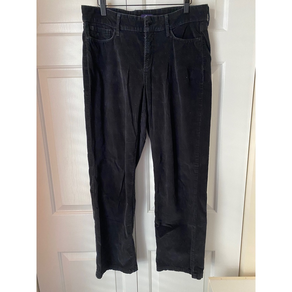 NYDJ Straight Leg Corduroy Pants Women's‎ 8 Black Minimalist Neutral